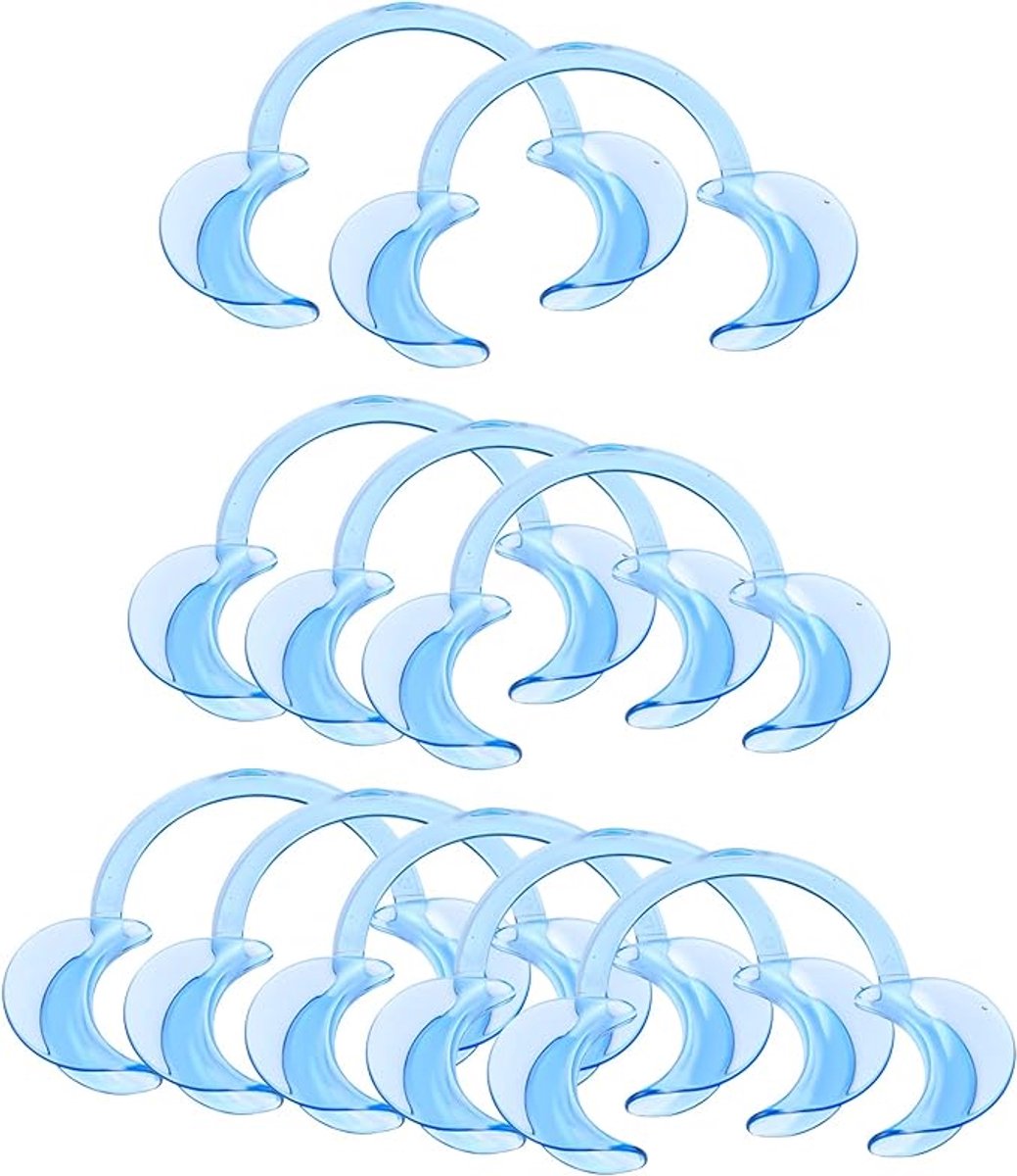 10Pack C-vormige plastic wangretractoren - Mondretractoren - Mondopeners - Tandheelkundige instrumenten - Mondverzorgingsaccessoires - Tandenbleekbakjes - Voor kerstfeestspelletjes en thuisgebruik (blauw)