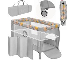 Lionelo Stefi Plus – Lit de voyage 2en1 – Lit bébé évolutif & parc – Jusqu’à 15 kg – Côté zippé – Matelas en mousse de qualité – Pliage rapide