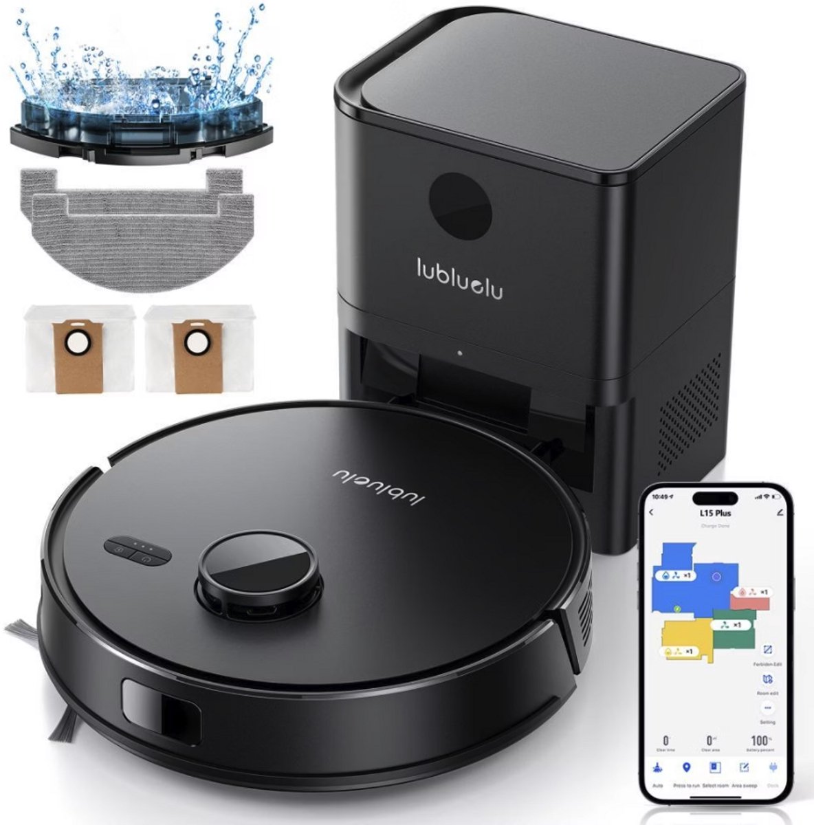 TELEO Robotstofzuiger 3-in-1 met Dweilfunctie en 5500 Pa