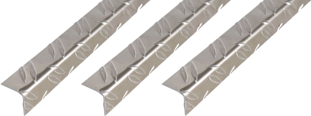 Alberts 3 x hoekprofiel, geriffelt, Aluminium, blank, 29,5 x 29,5 x 1,5 mm, lengte 1 m