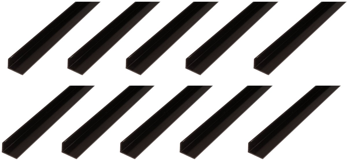 Alberts 10 x hoekprofiel, PVC, zwart, 40 x 10 x 2 mm, lengte 2 m