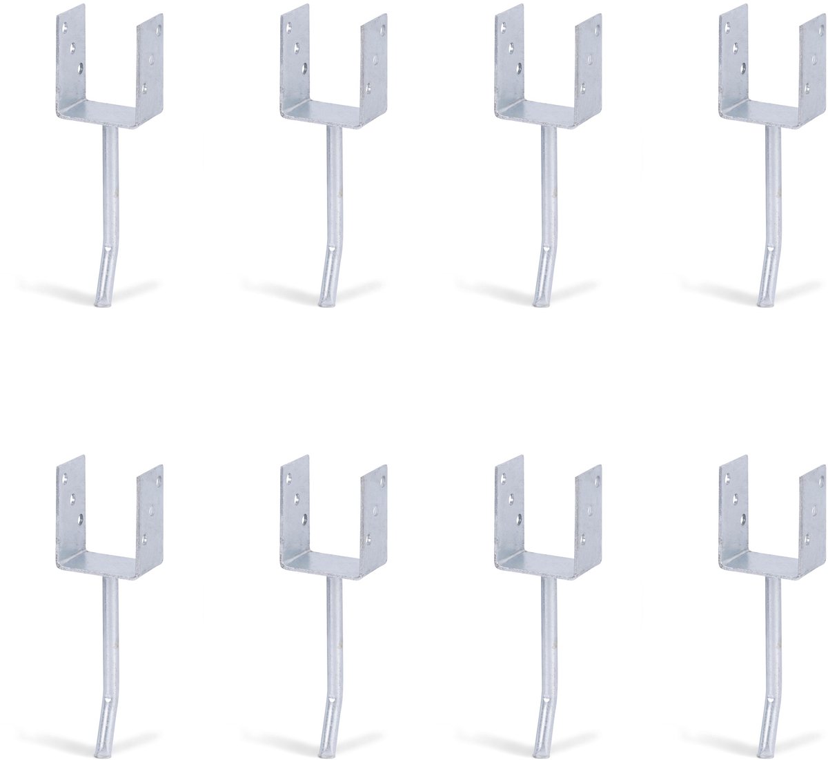 Alberts 8 x U-paaldrager mit Rundstahl-betonanker, 81x104 mm, betonanker 200 mm, thermisch verzinkt, voor inbetonneren