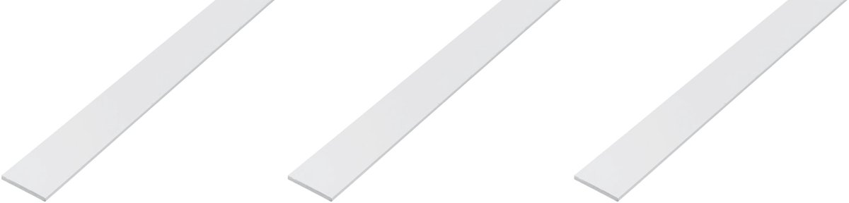 Alberts next 3 x platte strip, PVC, weiß, 20 x 2 mm, lengte 1 m