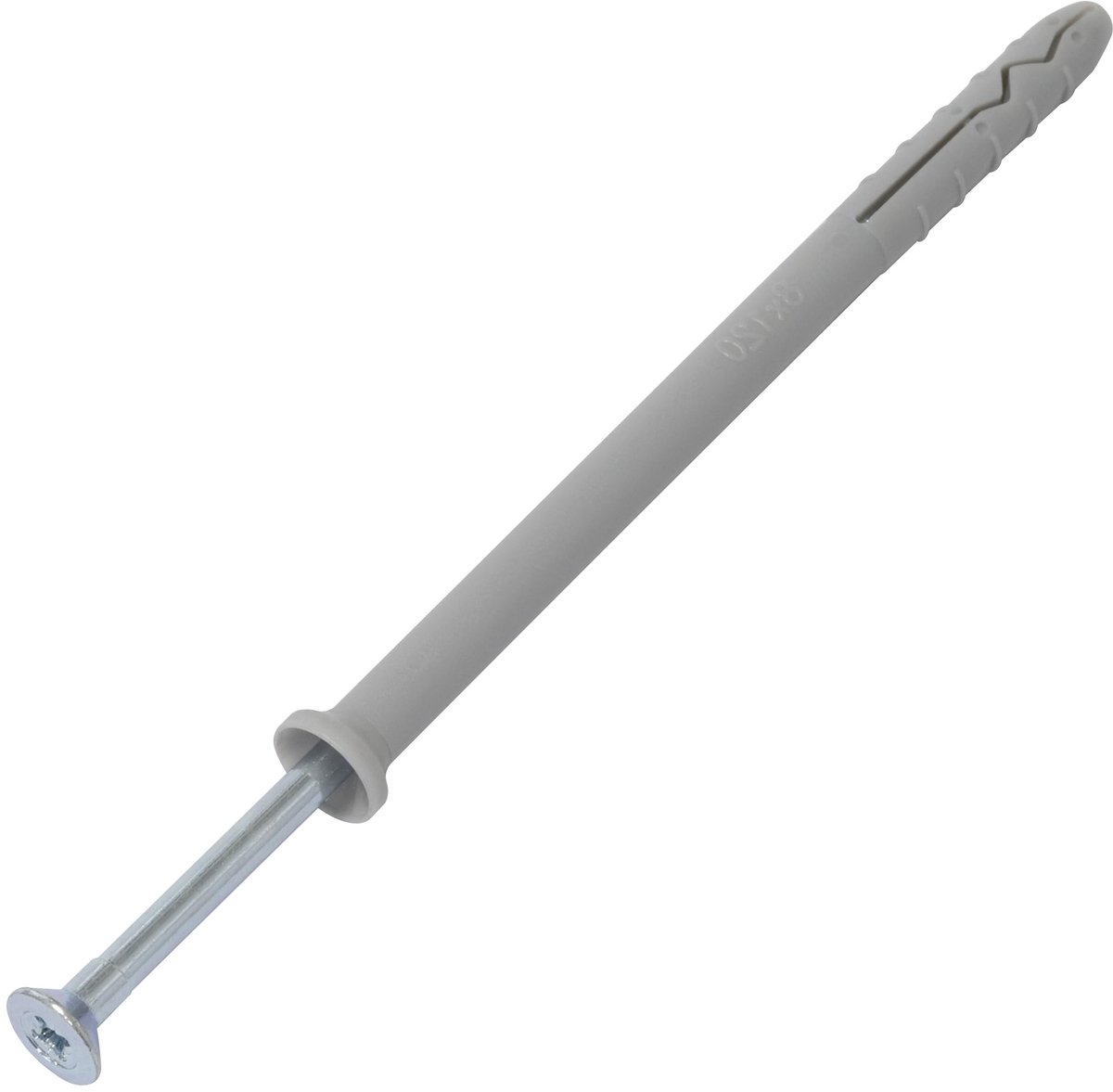 C67164 - 50 nagelpluggen Ã˜ 8 x 120 mm met afgeschuinde polyethyleen flens - 50 nagelschroeven Ã˜ 4.9 x 125 mm van staal