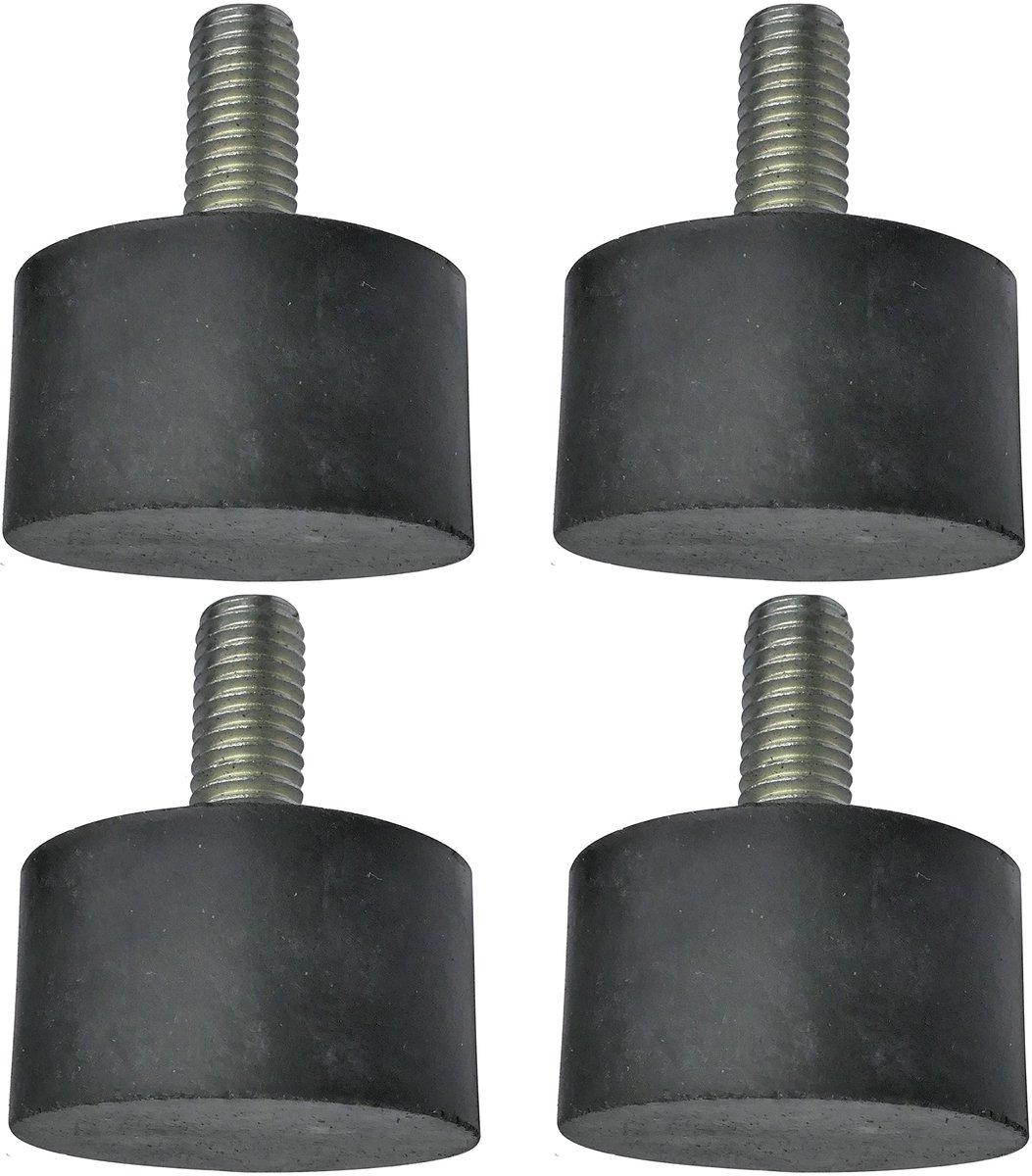 C48843 - Set van 4 Stuks - Ronde Antivibratie Rubber en Staal Pads - M8 Draad - Ã˜30mm H:17mm - Shore Hardheid 55 Â±5 - Belastbaarheid 1960N