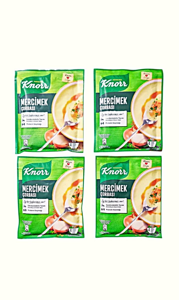 Knorr Linzensoep 4x76 g | Gezonde Turkse linzensoep | Rijk aan vezels & eiwitten - Knorr Mercimek Çorbası 4x76 g | Sağlıklı Türk Mercimek Çorbası | Lif ve Protein Kaynağı- Lentil Soup 4x76 g | Healthy Turkish Lentil Soup | Rich in Fiber & Protein