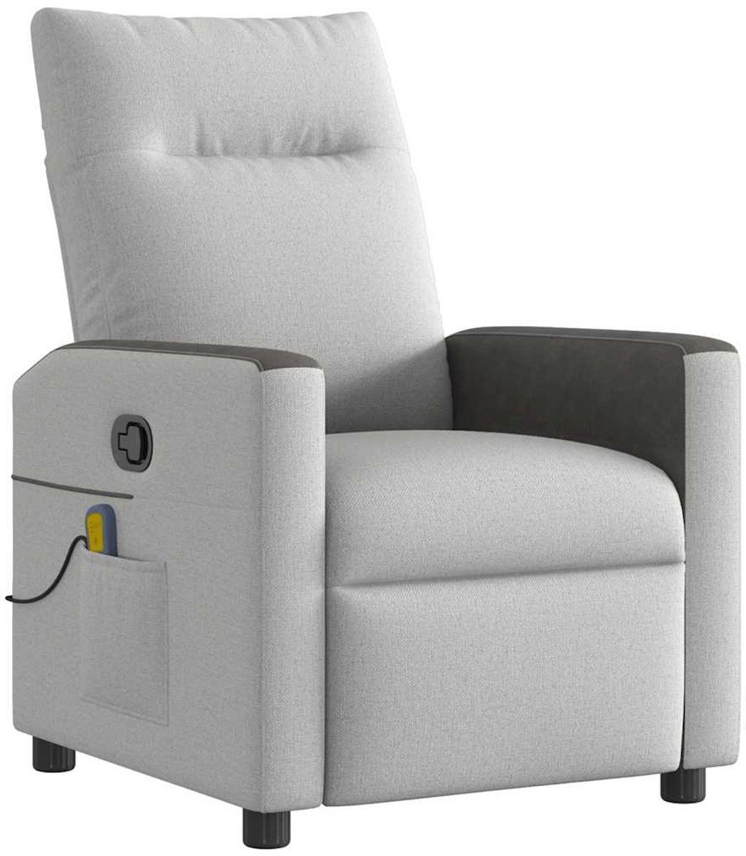 vidaXL Massagestoel - verstelbaar - stof - wolk - grijs wolk grijs en zwart