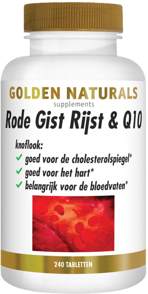Golden Naturals - Rode Gist Rijst & Q10 Vegan - 2 x 240 tabletten - Voordeelverpakking
