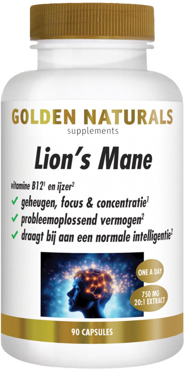 Golden Naturals - Lion’s Mane - 2 x 90 capsules - Voordeelverpakking