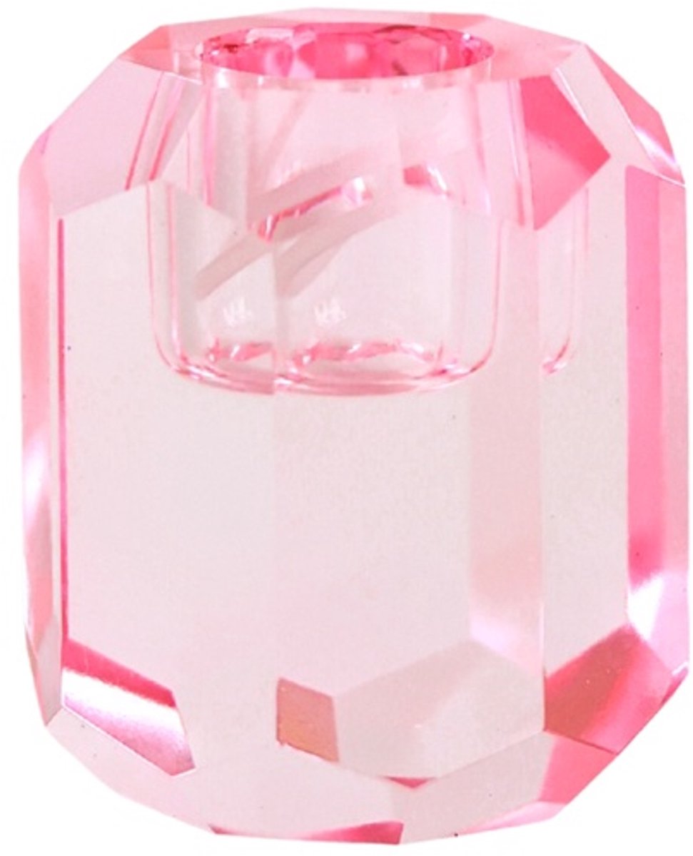 Glazen kandelaar kristal roze – Ø2,2 cm – luxe design – Aifcandles