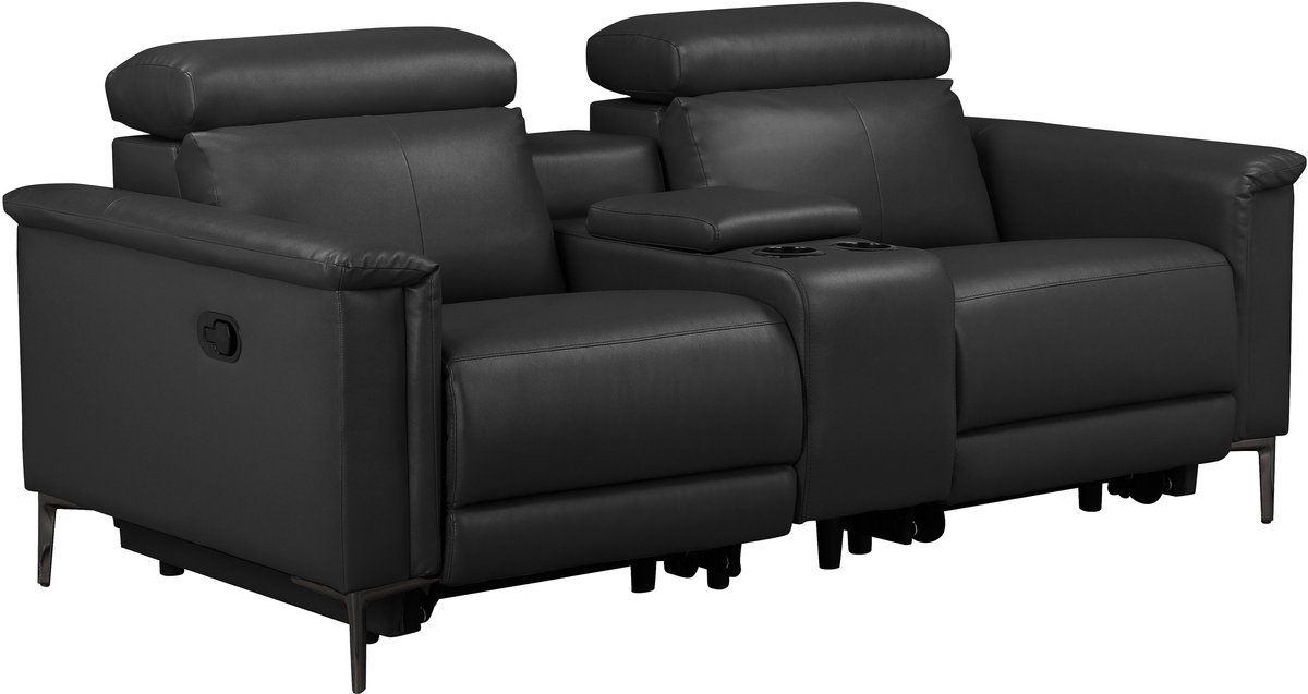 Notio Living Lund-Dubbele relaxfauteuil met handmatige functie in leerPU zwart