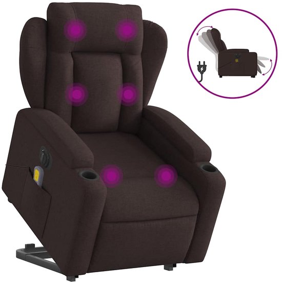 Fauteuil de massage électrique réglable en hauteur vidaXL en tissu marron foncé - VXL-3204523