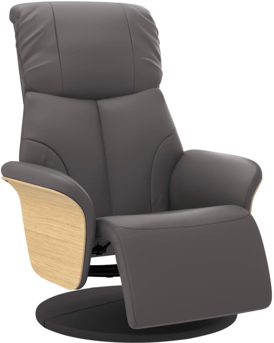 vidaXL Fauteuil - verstelbaar - met - voetensteun - kunstleer - grijs