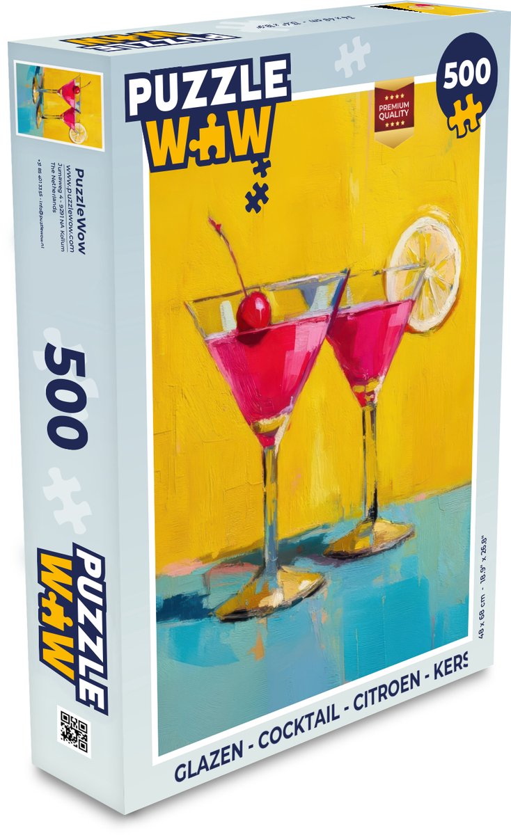 Puzzel Glazen - Cocktail - Citroen - Kers - Legpuzzel - Puzzel 500 stukjes