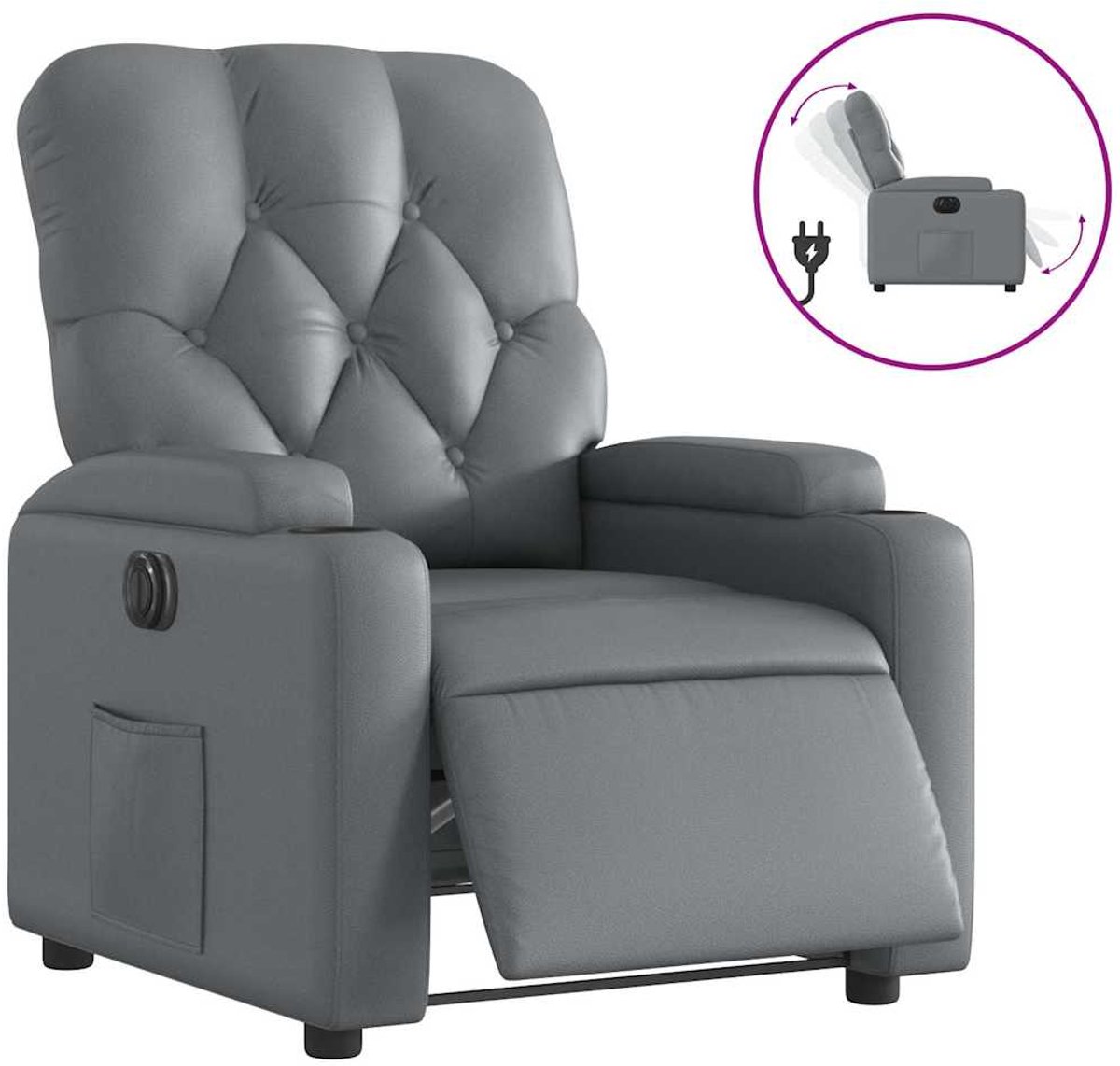 vidaXL Fauteuil - verstelbaar - elektrisch - kunstleer - grijs