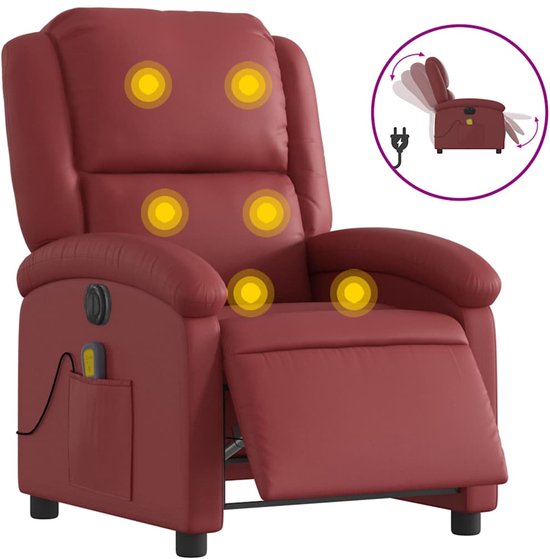 vidaXL Massagestoel Elektrisch Verstelbaar Wijnrood - vidaXL - €231,99