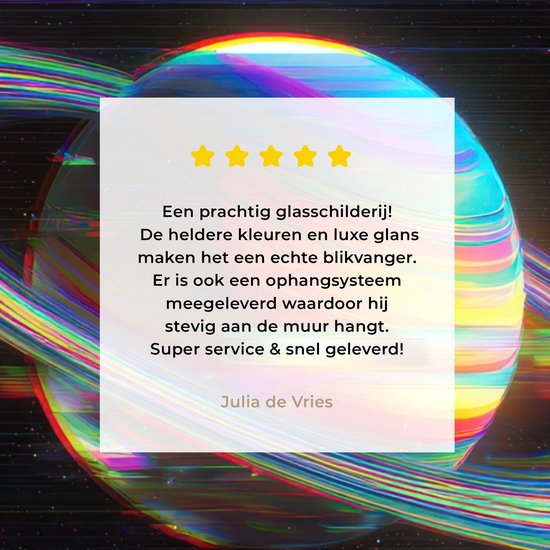 MuchoWow® Glasschilderij 80x60 cm - Schilderij acrylglas - Planeet - Cirkel - Kleurrijk - Foto op glas - Muurdecoratie woonkamer - Wanddecoratie slaapkamer - Schilderijen