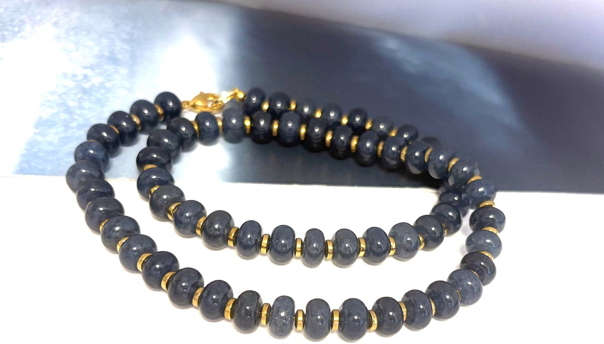 Ketting natuursteen petrol blauw