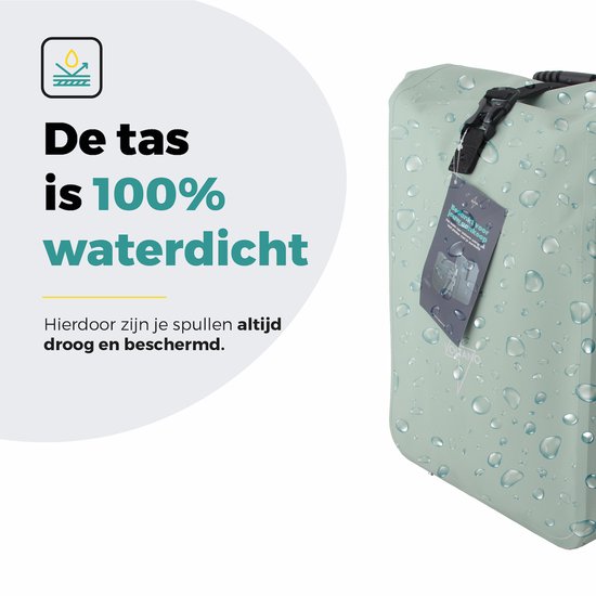 Voltano Fietstas 16L – Mint Groen – Enkele Pakaftas – 100% Waterdicht - Met Schouderband - 47x26x13 cm