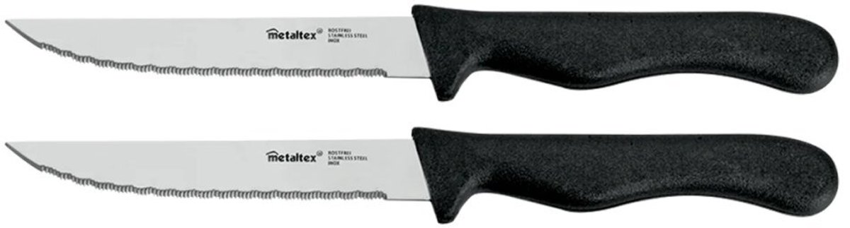 Metaltex Basic Line Biefstukmessen 2 Stuks Rvs/Zwart