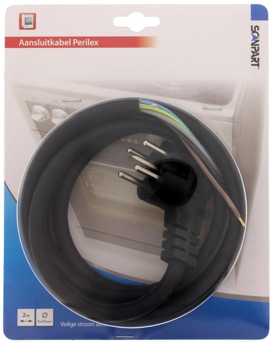 Scanpart Perilex aansluitkabel 2 meter - Geschikt voor elektrische oven fornuis kookplaat - Zwart - Voorgemonteerd