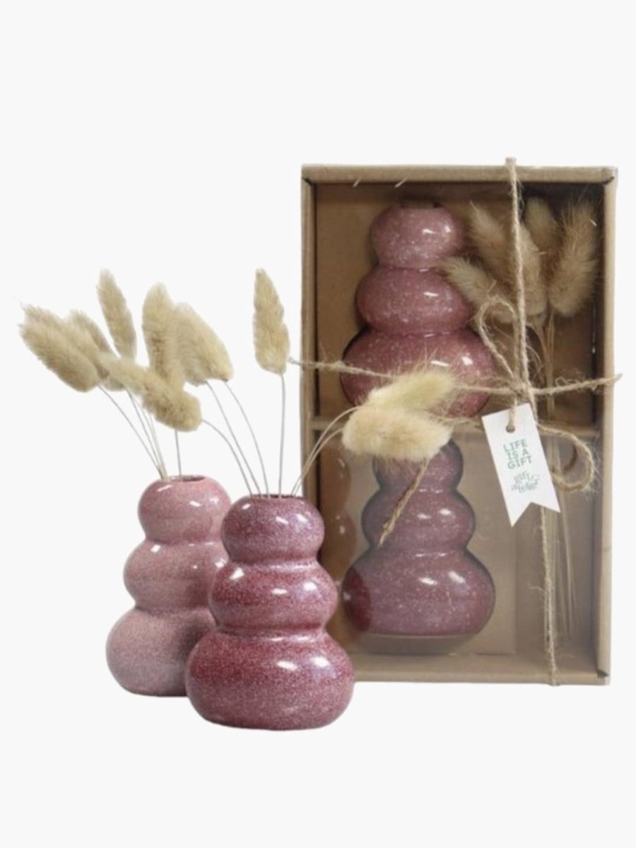 Life is A Gift - vaasje - droogbloemen - roze - kado - herfst
