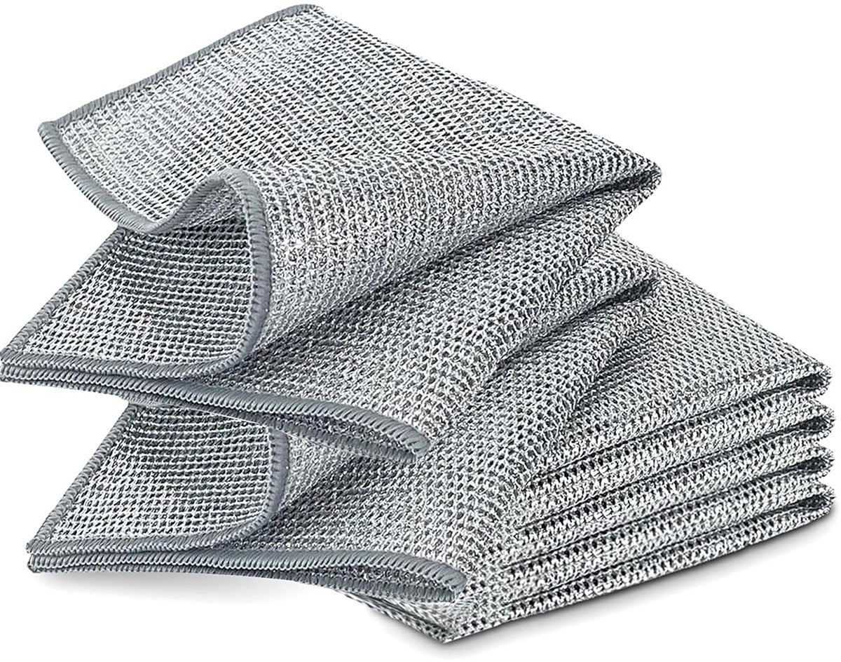 Vitdipy - 8 Stuks - Afwasdoeken - Vaatdoeken van Staaldraad - Draadvaatdoeken(Dubbellaags) - Schoonmaak Doeken - Herbruikbare - Multifunctionele Draadafwasdoek voor nat en droog - Niet-Krasbare Draadvaatdoek