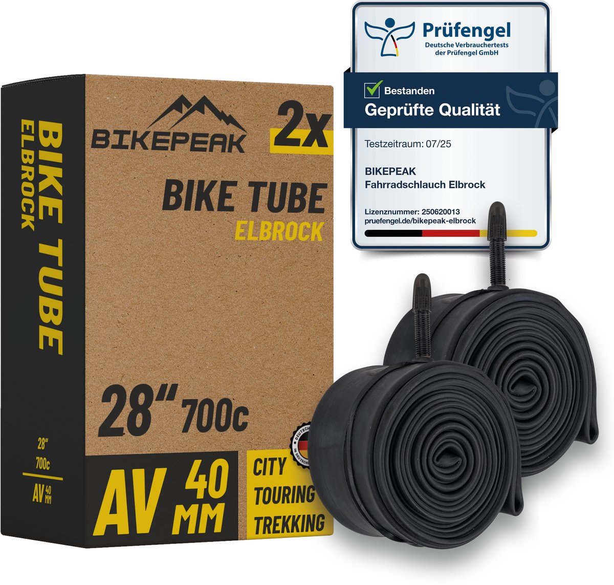 BikePeak 2x binnenband Elbrock City 28 inch AV autoventiel / Schrader 40mm 28/47-622/635 - 2-pack fietsbinnenbanden voor stadfiets of elektrische fiets