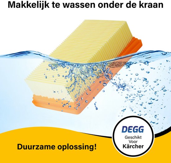 Oranje en geel plat filter wordt onder de kraan gewassen.