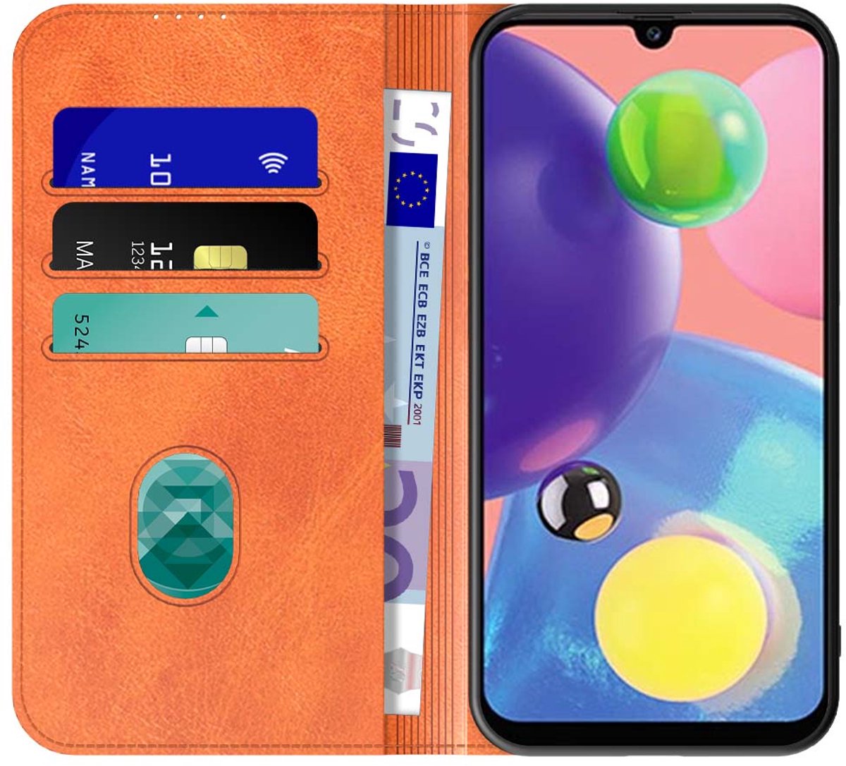 Geschikt voor Samsung Galaxy A70s Telefoonhoesje Bruin Kunstleer Met Magnetische Sluiting - Portemonnee BookCase Met Pasjeshouder - ProtX