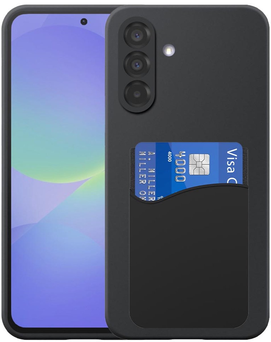 Geschikt voor Samsung Galaxy A36 Telefoonhoesje met Siliconen Pasjeshouder - Flexible Back Cover Case Siliconen TPU with Silicone Cardslot - Zwart - Smartphonica geschikt voor Samsung Galaxy A36