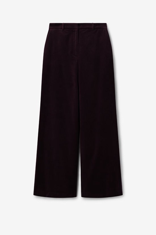 Donkerbruine High Waist Wide Leg Velvet Broek