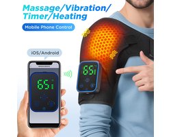 WK Draadloze Schouderbrace met Graphene Verwarming & Massage – APP-besturing via iOS/Android – 7 Temperatuurniveaus – 5000mAh – Afneembare Controller – Bluetooth Connectie - zwart