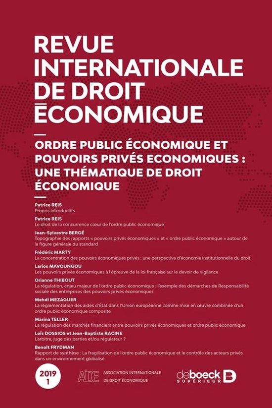 Revue internationale de droit économique - cover