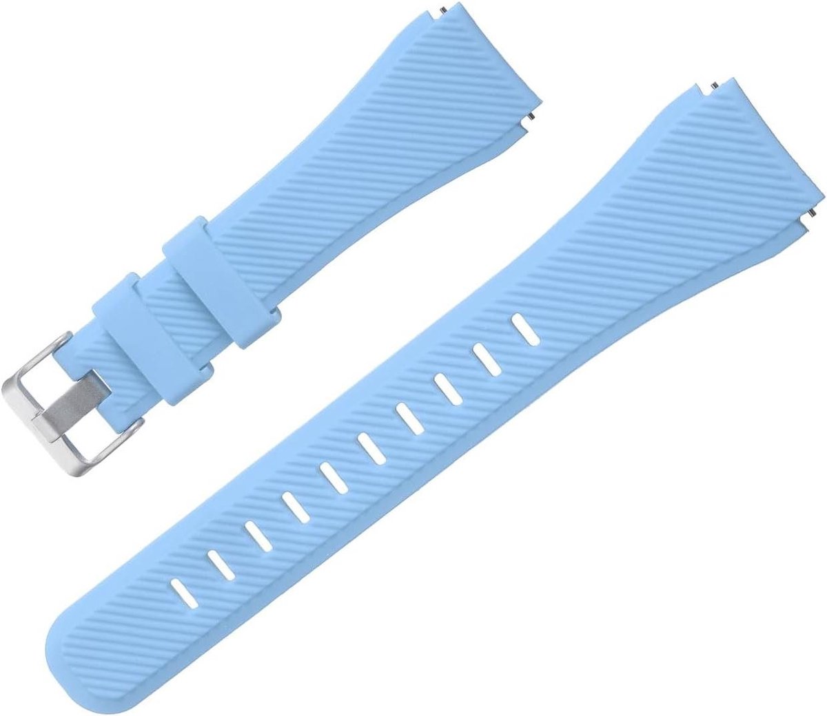 Rubberen horlogeband, 20 mm breed, uniek design, waterdicht siliconen bandje voor smartwatch, lichtblauw, heren en dames, verstelbaar.