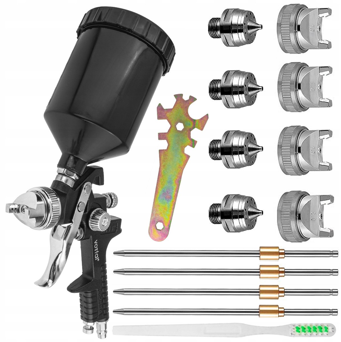 Professioneel HVLP-spuitpistool met 4 spuitmonden (1,3-2,0 mm)