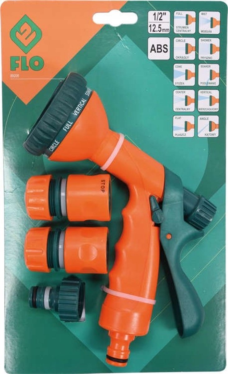 FLO 89208 1/2" Tuinslang Koppelingen & Spuitpistool Set