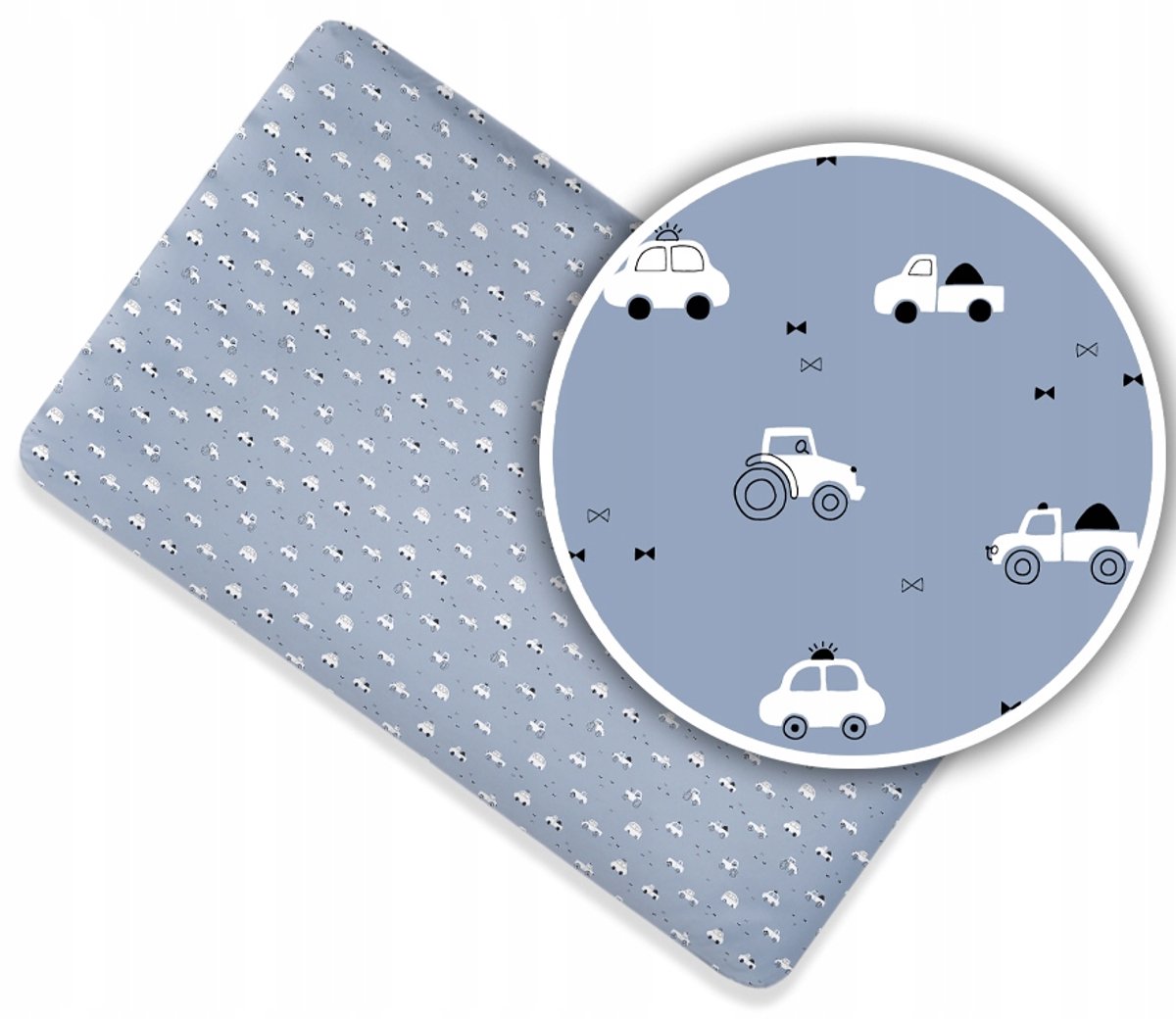 Hoeslaken Katoen Kinderbed 140x70cm met Elastiek - Autootjes Jeans