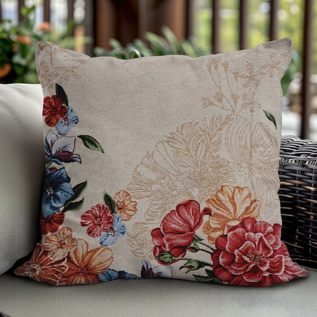 Gobelin Kussensloop - 45x45 cm - Bloemendesign
