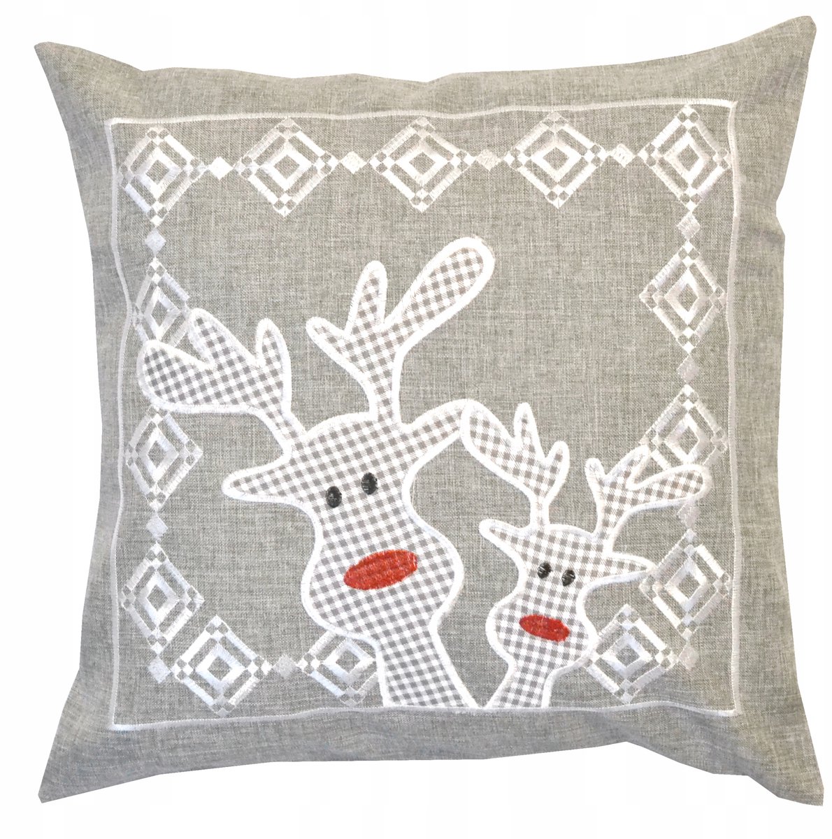 Kerst Kussenhoes 40x40cm - Winter Rendier - Grijs