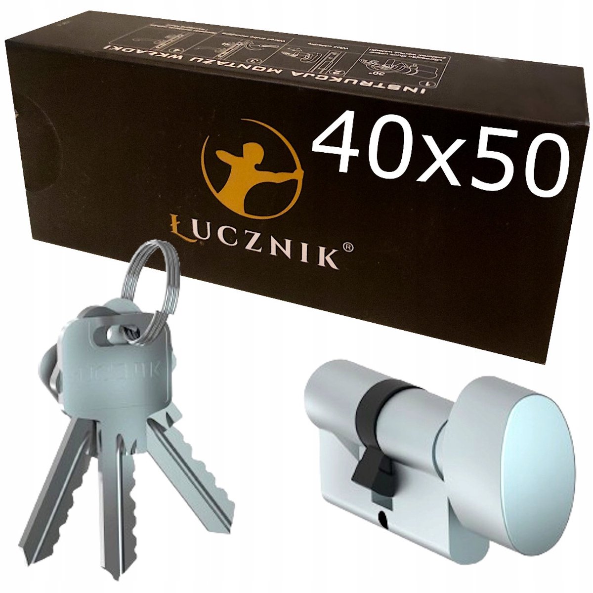 Cilinder met knop 40x50mm, 3 sleutels, brandveilig, beveiligd