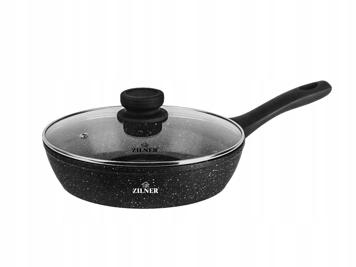 Zilner Marmite Koekenpan 18 cm met Glazen Deksel - Antiaanbaklaag