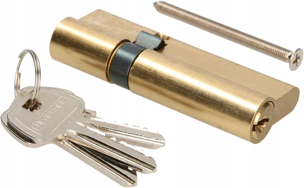 Cilindrische Deurslot Inzetstuk Messing 40/45 met 3 Sleutels