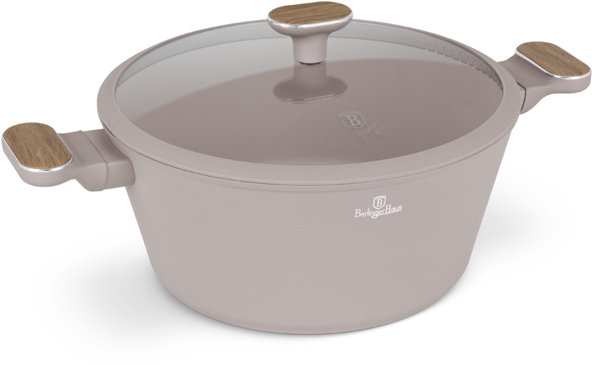 Gegoten Aluminium Pan met Deksel 28cm Taupe Nordic Collection