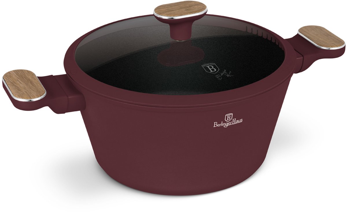 BerlingerHaus Leonardo Nordic Pan met Deksel - 24cm - Mat Bordeaux