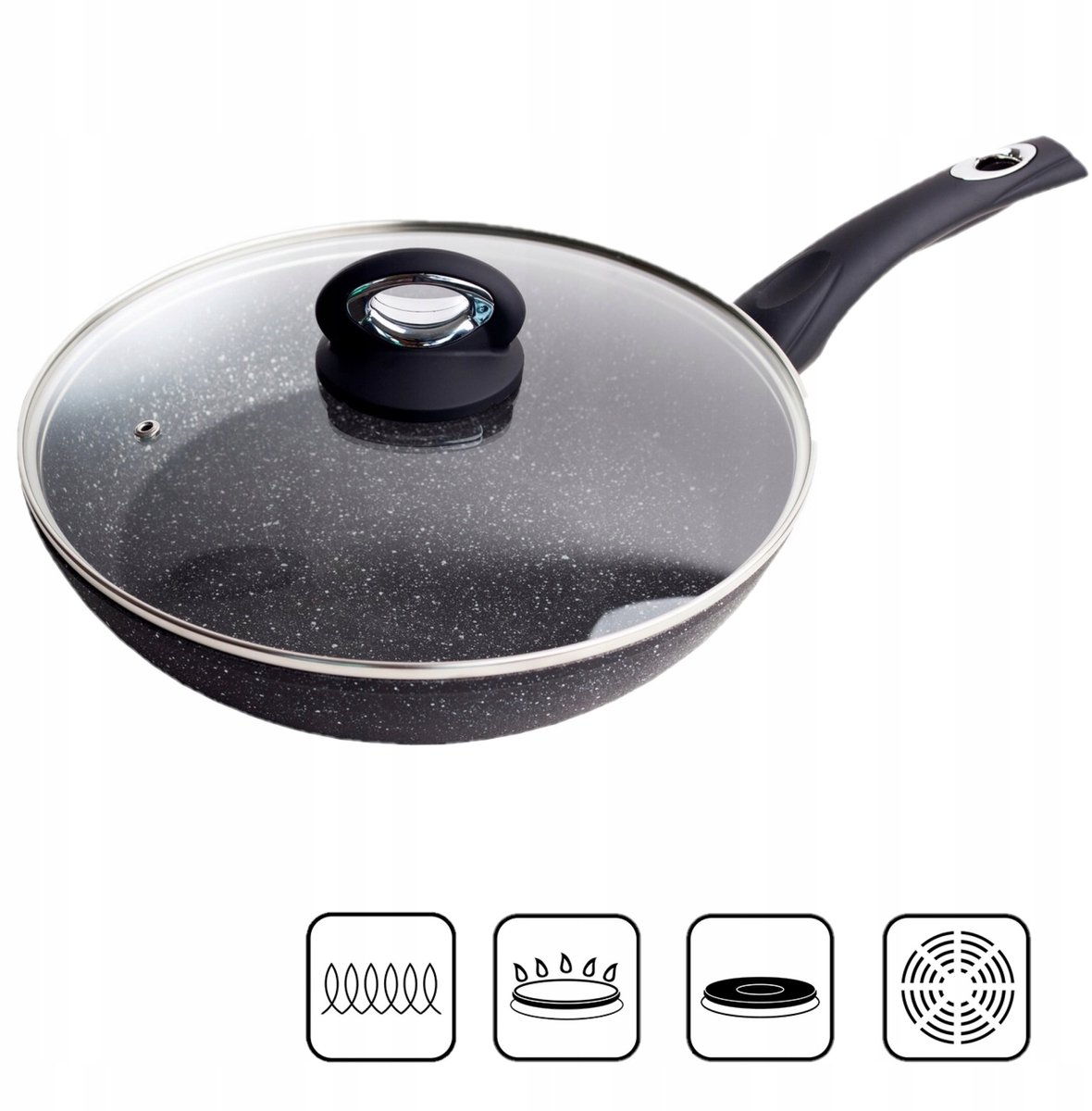 Berretti Tivano Koekenpan 28cm met Deksel - Zwart