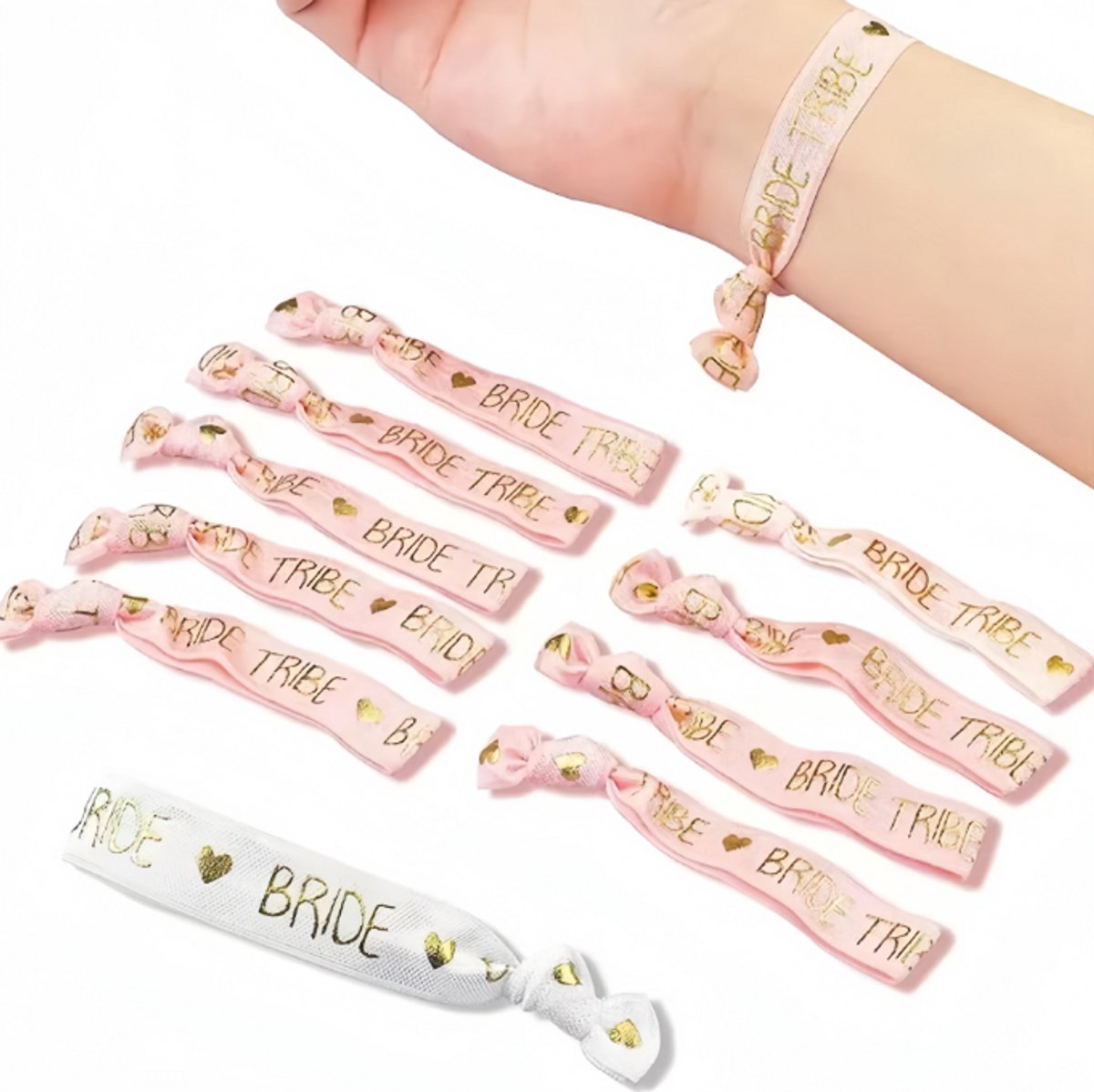*** 9 Tribe Bride-To-Be Armbanden voor een Vrijgezellenfeest: 8x Tribe Bride & 1x Bride Armband - Perfect voor een Bachelorette Party of Bruiloft! - van Heble® ***