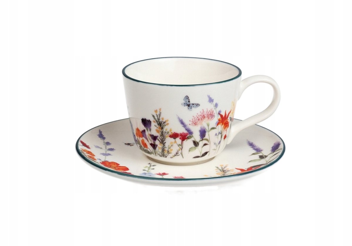 Keramische Koffie- en Theekop met Schotel, 250ml, Pan Kwiatek