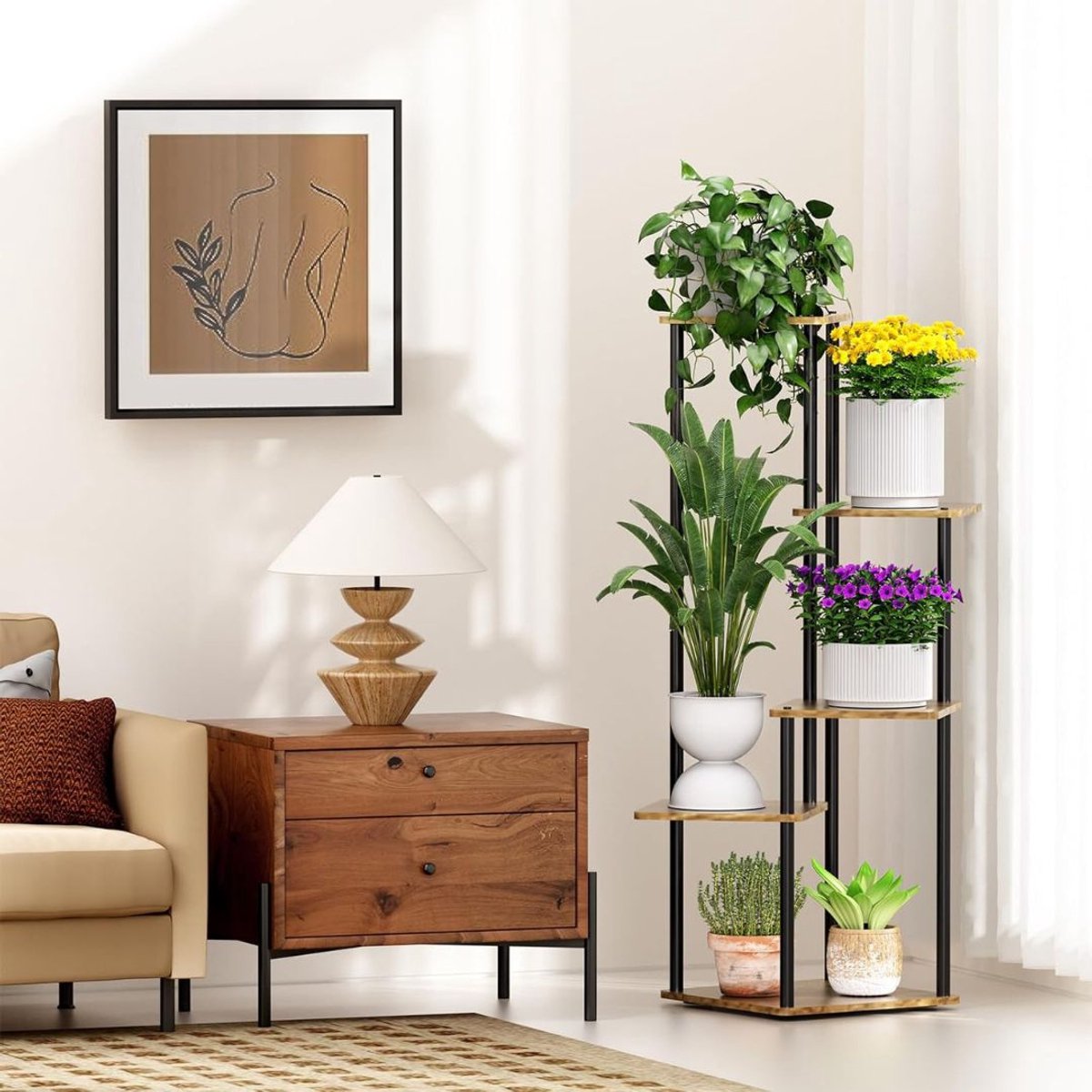 White-Label® Plantentafel - Plantenrek Buiten - Plantensteun - Plantenstandaard - Hout