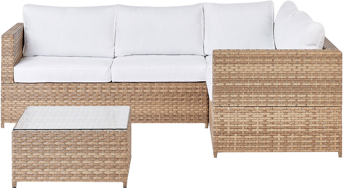 Beliani AVOLA - Loungeset voor 4 - Gebroken wit - PE rotan